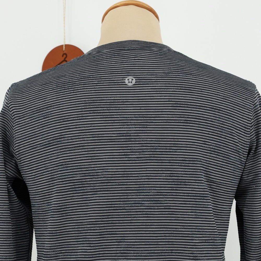 Lululemon Swiftly Relaxed Long Sleeve Size 4‎ Chroma Stripe Black Gull Grey - Picture 6 of 7